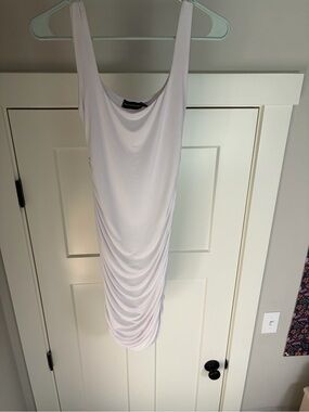PrettyLittleThing White Ruched Midi Tank Dress